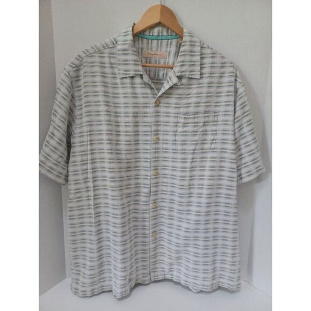 TOMMY BAHAMA 55% Silk‎ Button Up Short Sleeve Shirt XL